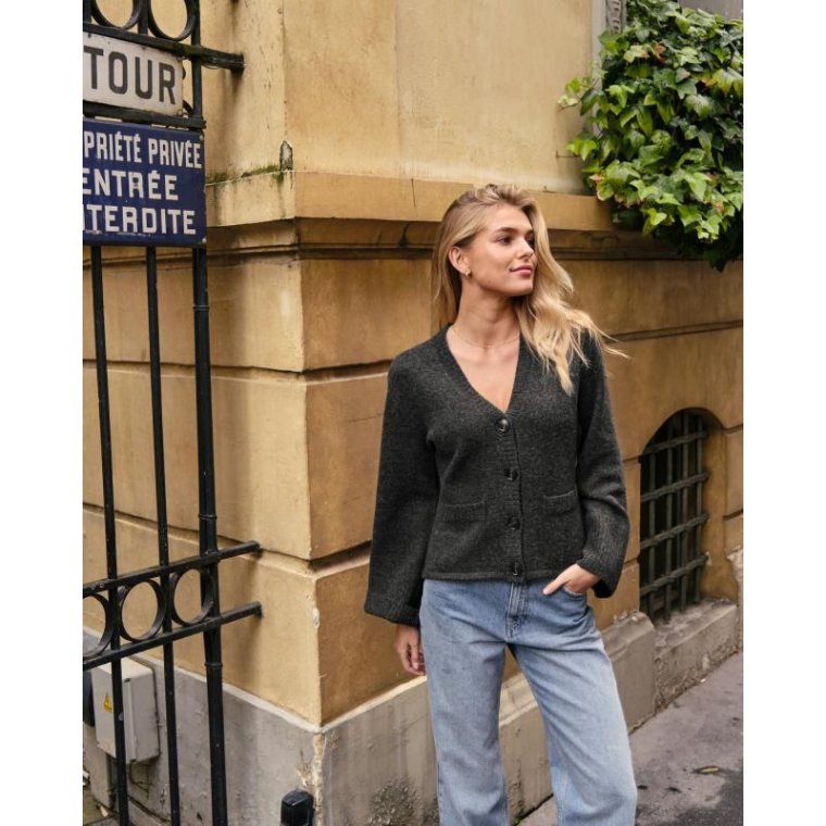Neo Noir - PIXIE KNIT CARDIGAN - Antracit