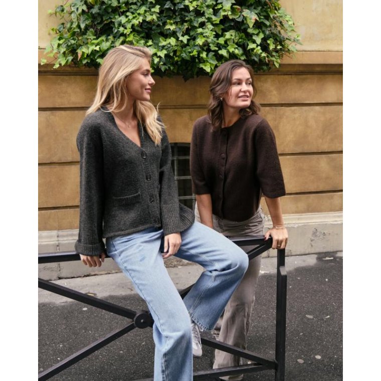 Neo Noir - PIXIE KNIT CARDIGAN - Antracit