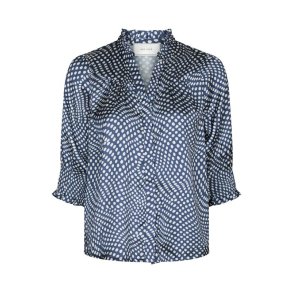 Neo Noir - Diana Vibrant Dot Blouse- Navy