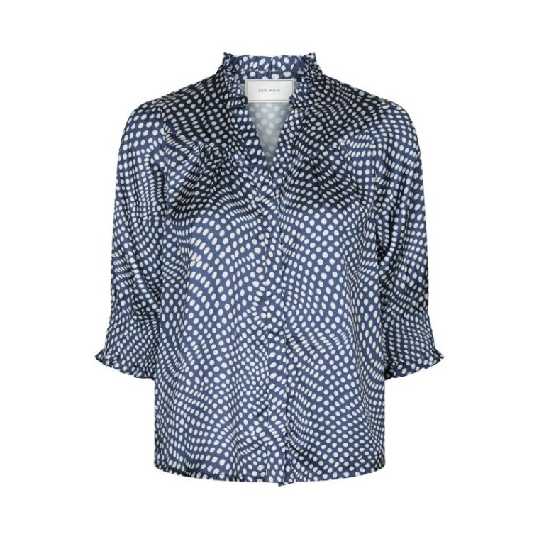 Neo Noir - Diana Vibrant Dot Blouse- Navy