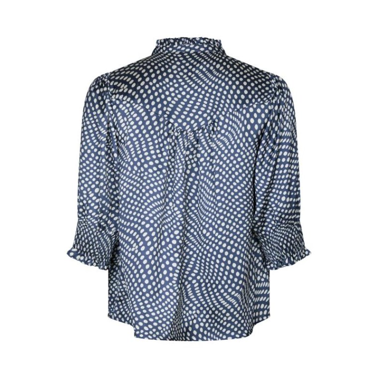 Neo Noir - Diana Vibrant Dot Blouse- Navy