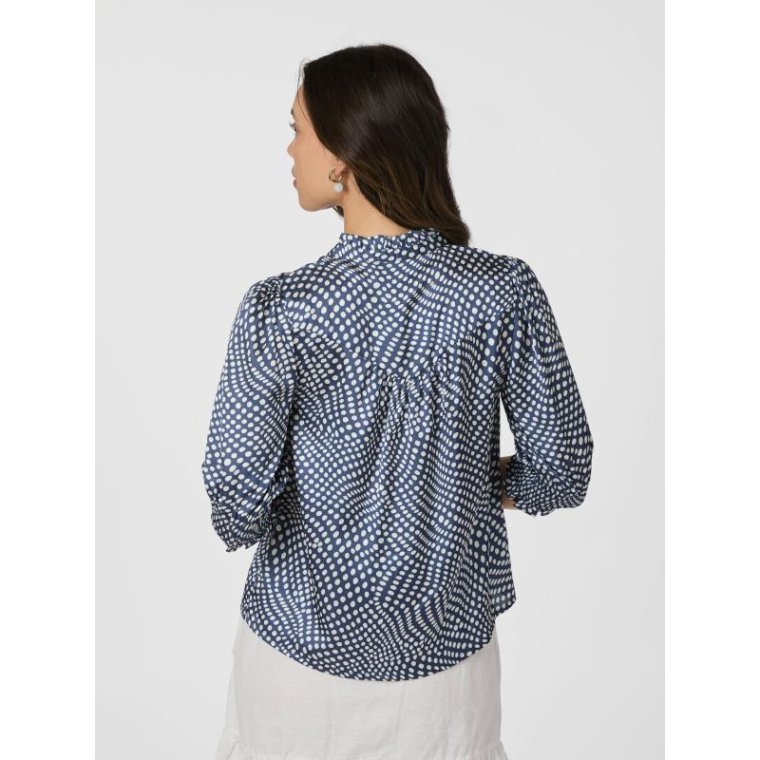 Neo Noir - Diana Vibrant Dot Blouse- Navy