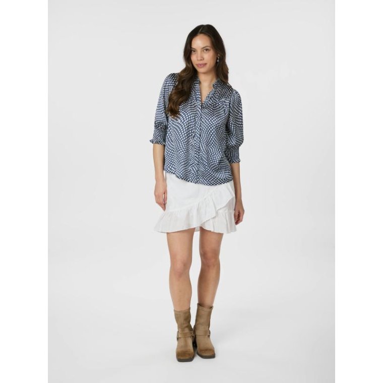 Neo Noir - Diana Vibrant Dot Blouse- Navy