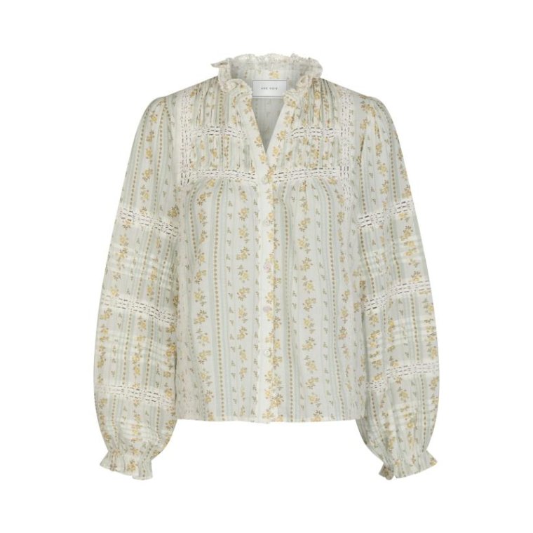 Neo Noir - Lyla Soft Border Blouse - Dusty Yellow