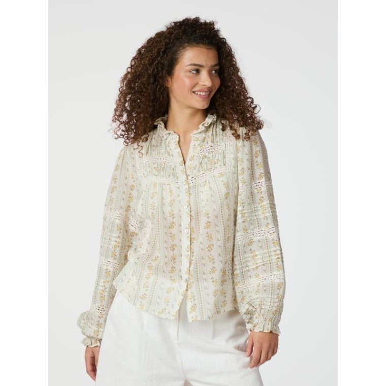 Neo Noir - Lyla Soft Border Blouse - Dusty Yellow