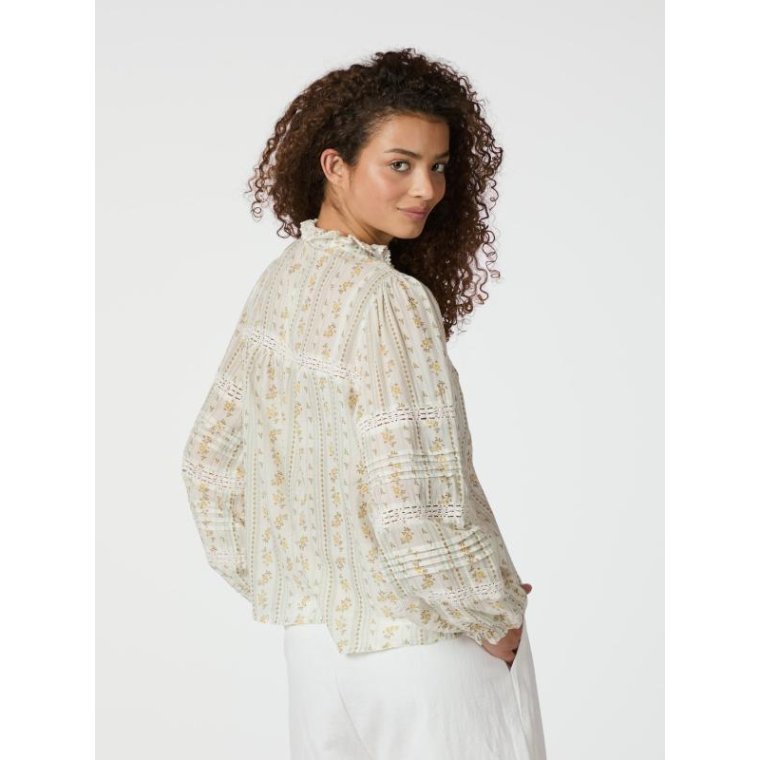 Neo Noir - Lyla Soft Border Blouse - Dusty Yellow