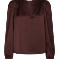 Neo Noir - Rosslyn Heavy Sateen Blouse - Burgundy
