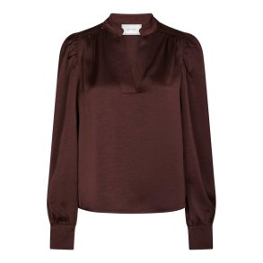 Neo Noir - Rosslyn Heavy Sateen Blouse - Burgundy