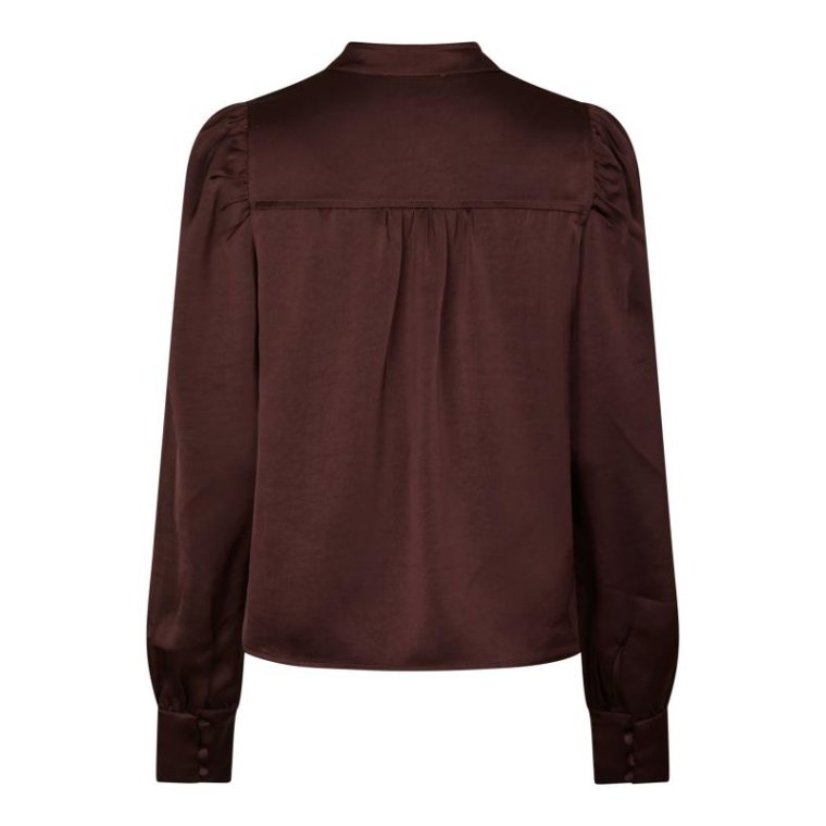 Neo Noir - Rosslyn Heavy Sateen Blouse - Burgundy