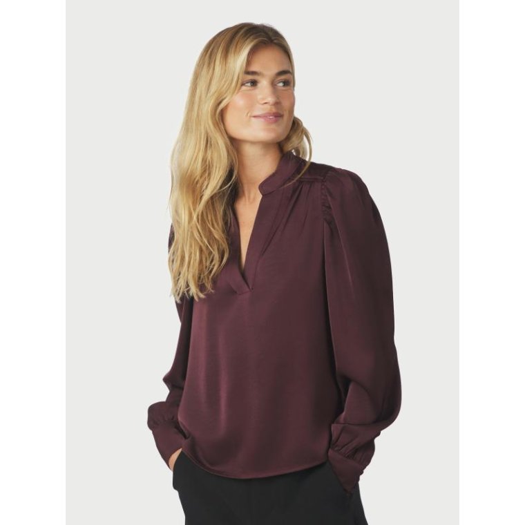 Neo Noir - Rosslyn Heavy Sateen Blouse - Burgundy