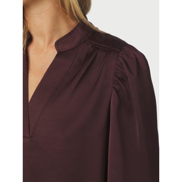 Neo Noir - Rosslyn Heavy Sateen Blouse - Burgundy