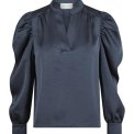 Neo Noir - Rosslyn Heavy Sateen Blouse - Midnight Blue