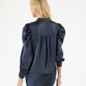 Neo Noir - Rosslyn Heavy Sateen Blouse - Midnight Blue