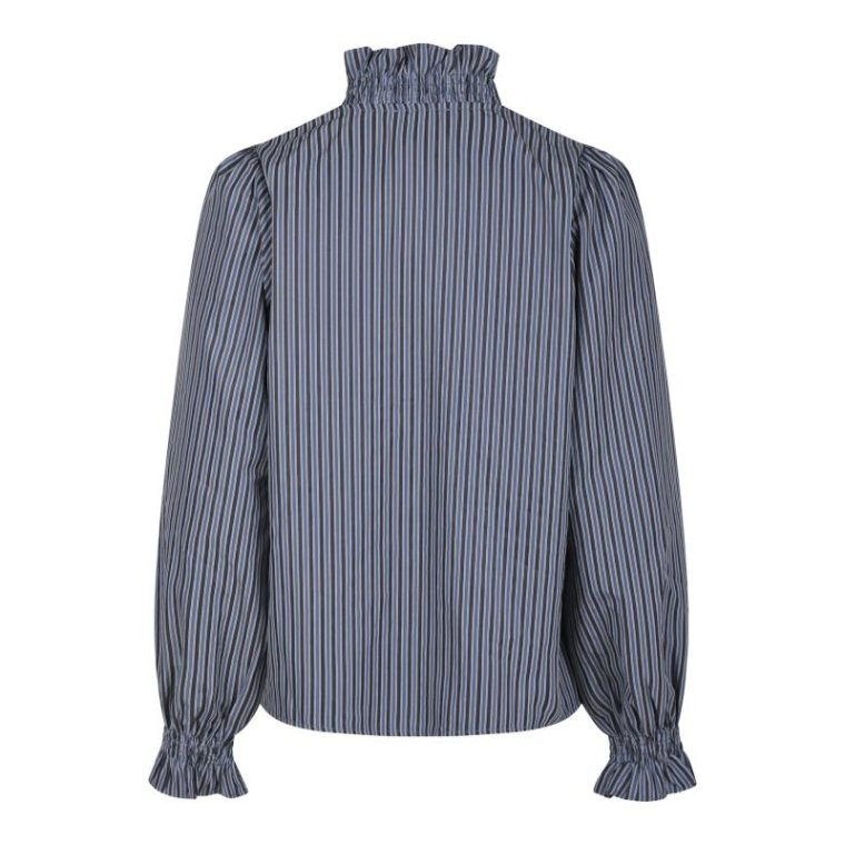 Neo Noir - Brielle Twill Stripe Shirt - Dusty blue