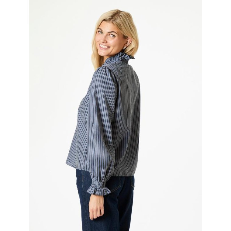 Neo Noir - Brielle Twill Stripe Shirt - Dusty blue