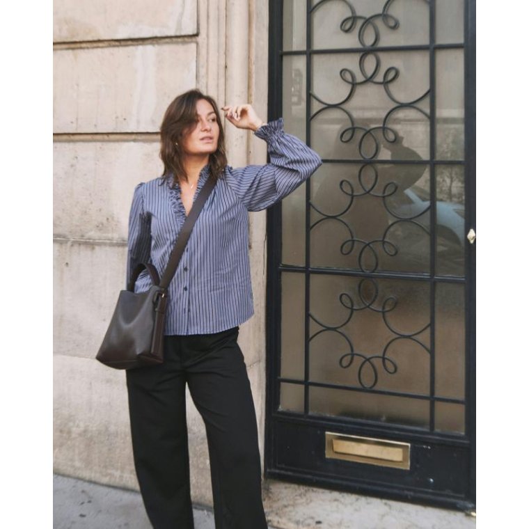 Neo Noir - Brielle Twill Stripe Shirt - Dusty blue