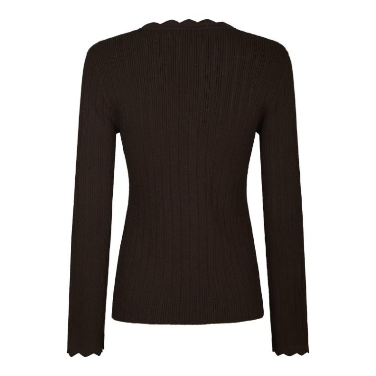 Neo Noir - Clara Stitch Knit Blouse - Dark brown