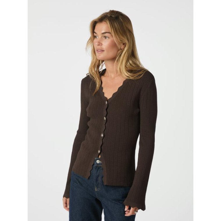 Neo Noir - Clara Stitch Knit Blouse - Dark brown