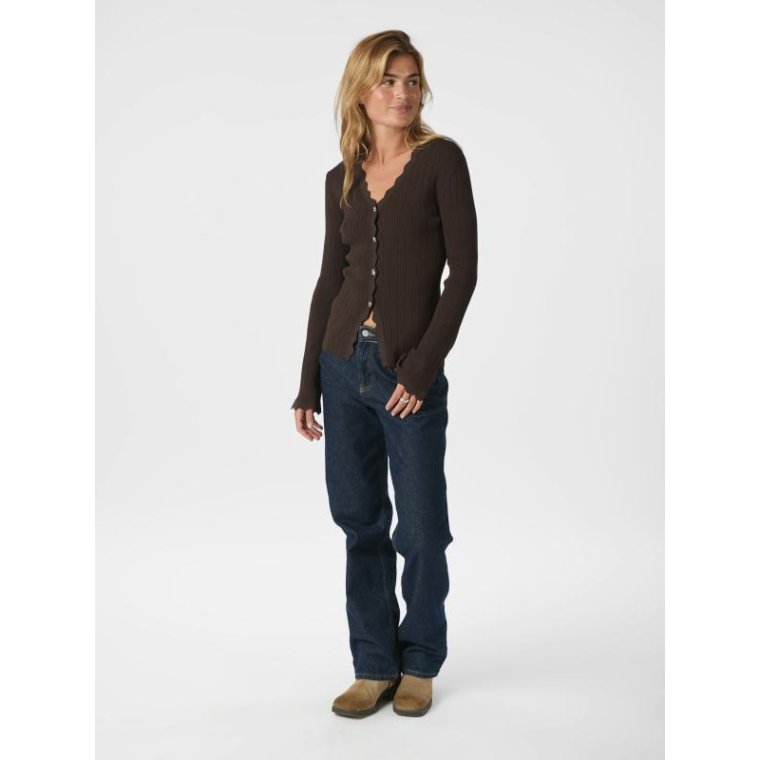 Neo Noir - Clara Stitch Knit Blouse - Dark brown