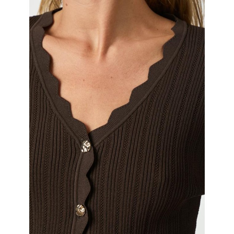 Neo Noir - Clara Stitch Knit Blouse - Dark brown