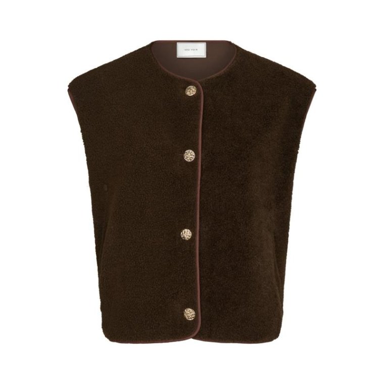 Neo Noir - Mariko Teddy Vest - Dark brown