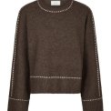 Neo Noir - Roeme Knit Stitch Blouse - Brown Melange