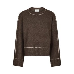 Neo Noir - Roeme Knit Stitch Blouse - Brown Melange