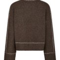 Neo Noir - Roeme Knit Stitch Blouse - Brown Melange