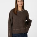 Neo Noir - Roeme Knit Stitch Blouse - Brown Melange