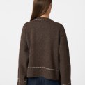 Neo Noir - Roeme Knit Stitch Blouse - Brown Melange