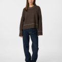 Neo Noir - Roeme Knit Stitch Blouse - Brown Melange