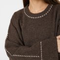 Neo Noir - Roeme Knit Stitch Blouse - Brown Melange