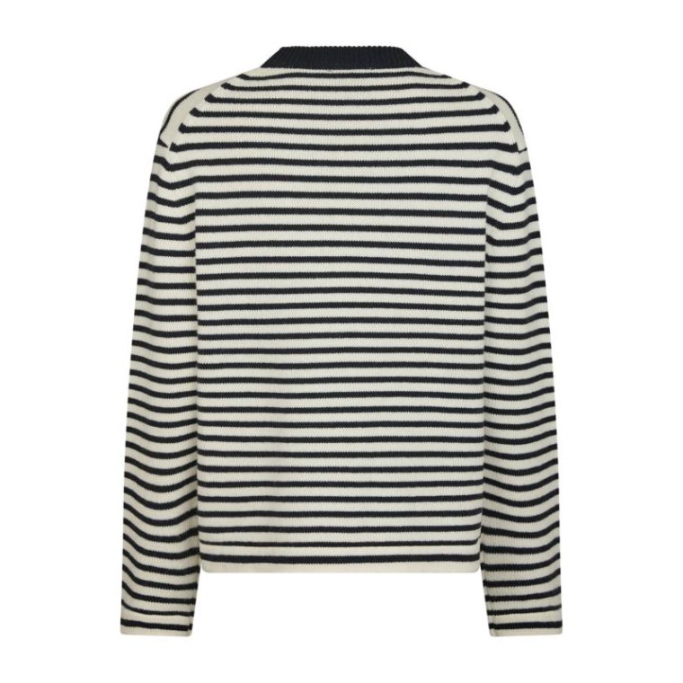 Neo Noir - Rivi Stripe Knit Sweater - White/navy