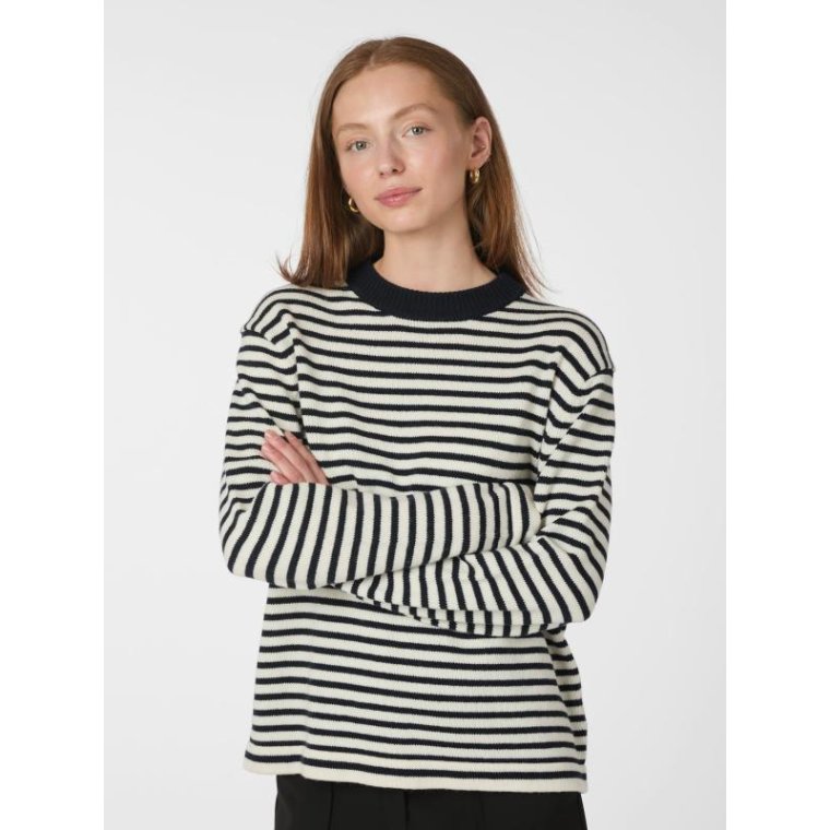 Neo Noir - Rivi Stripe Knit Sweater - White/navy