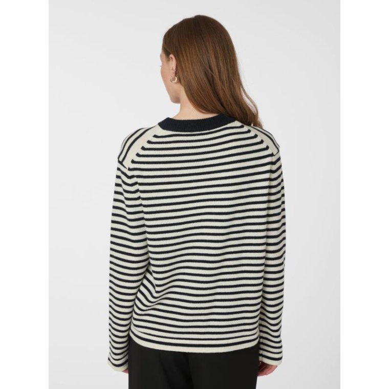 Neo Noir - Rivi Stripe Knit Sweater - White/navy