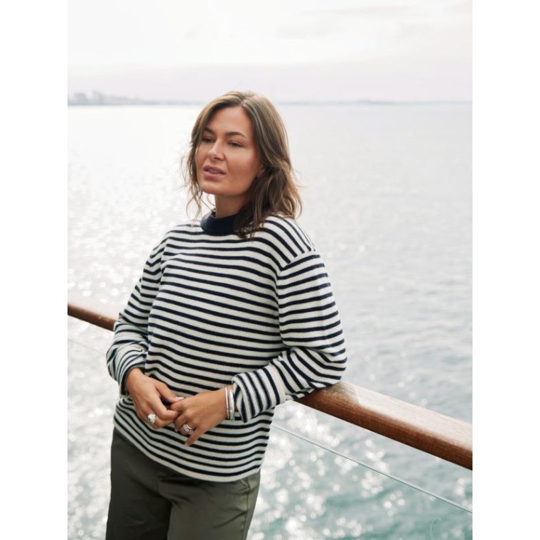 Neo Noir - Rivi Stripe Knit Sweater - White/navy