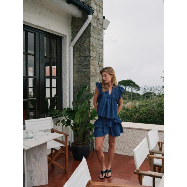 Neo Noir - Carin Denim Skirt	- Blue