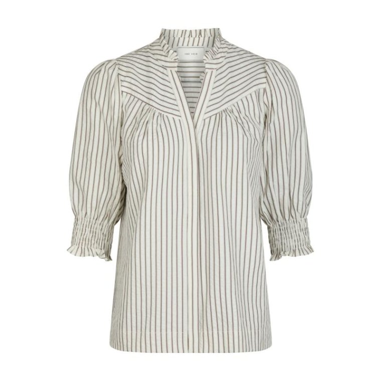 Neo Noir - Diana Crepe Stripe Blouse - Brown
