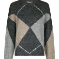 Neo Noir - Inga Check Fluff Knit Blouse - Antracit