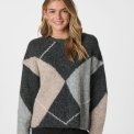 Neo Noir - Inga Check Fluff Knit Blouse - Antracit