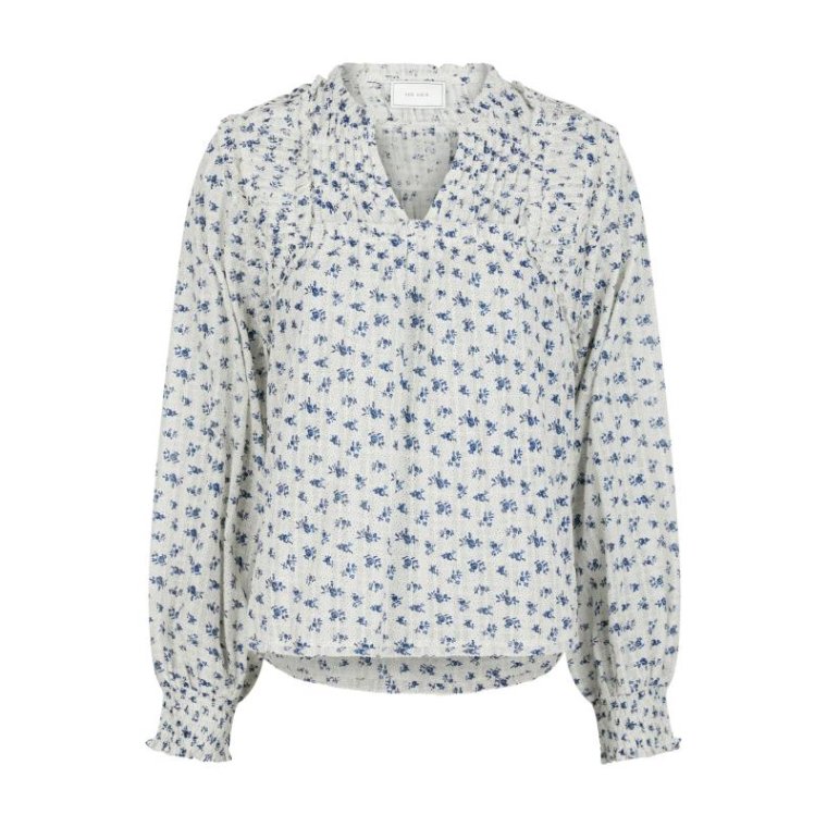 Neo Noir - Nipoa Dot Flower Blouse - Blue