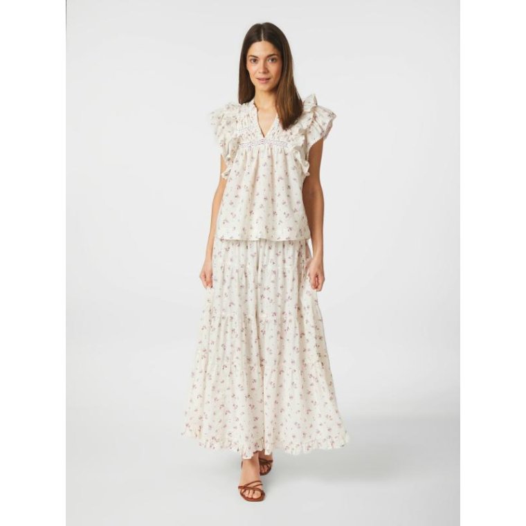 Neo Noir - Asta Small Blossom Skirt - Creme