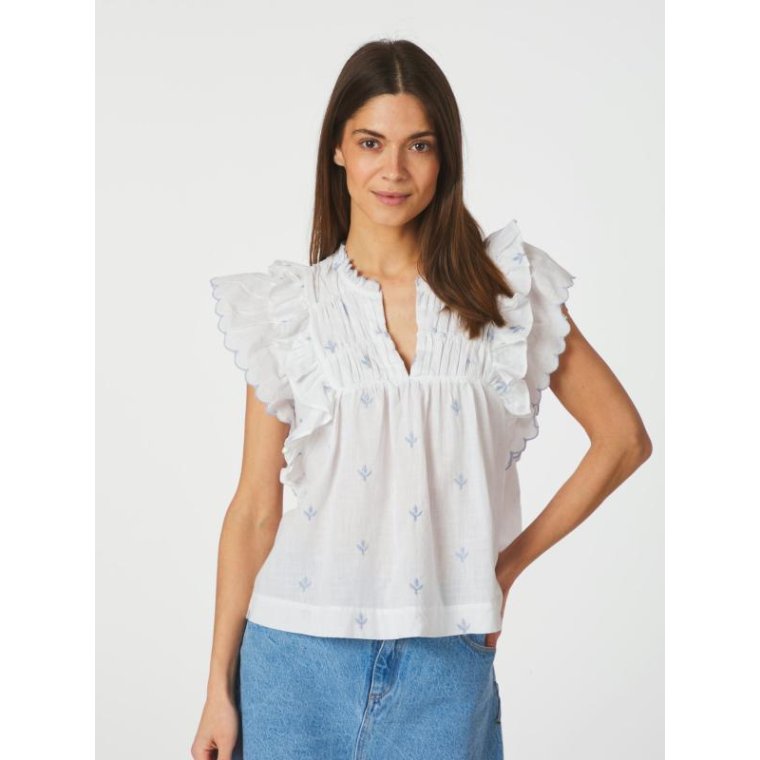 Neo Noir - Jayla Embroidery Top - White
