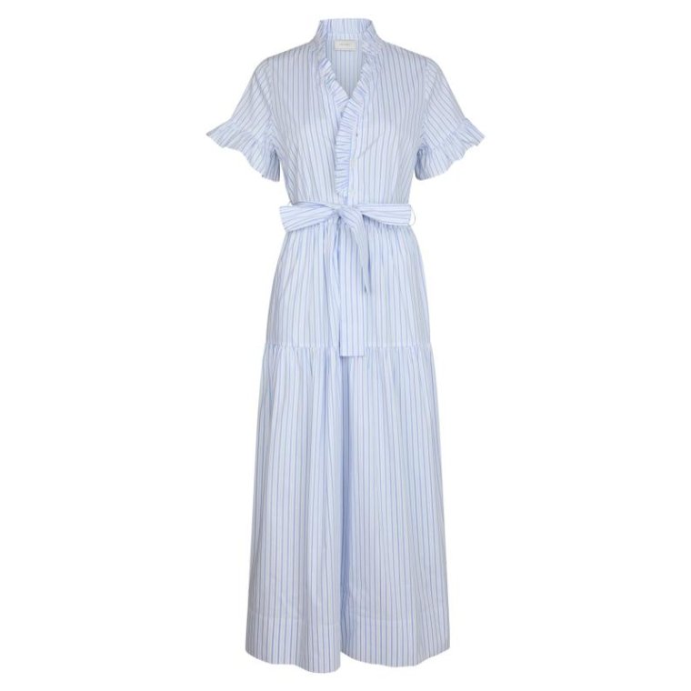 Neo Noir - Nessie Stripe Dress - White/Light Blue