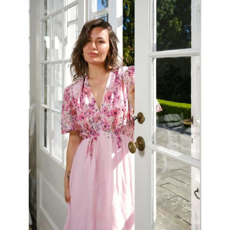 Neo Noir - Serna Flower Print Dress - Light pink