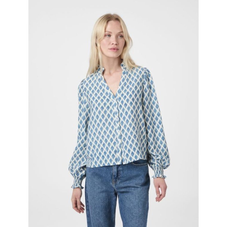 Neo Noir - Delsie Print Blouse - Smoke Blue