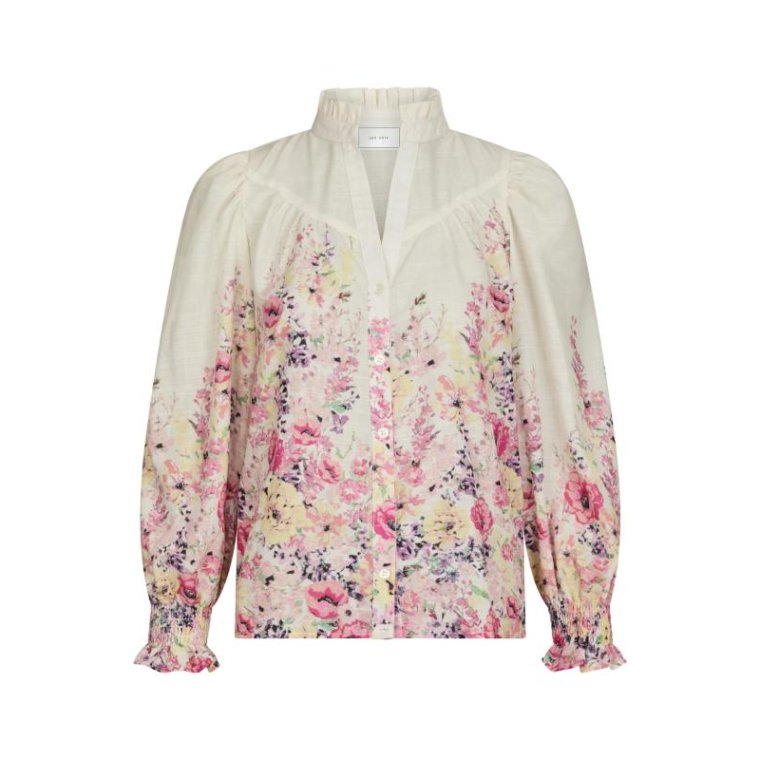 Neo Noir - Calloma Flower Print Blouse - Ivory