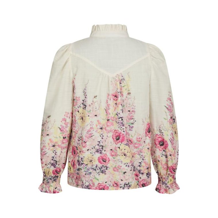 Neo Noir - Calloma Flower Print Blouse - Ivory
