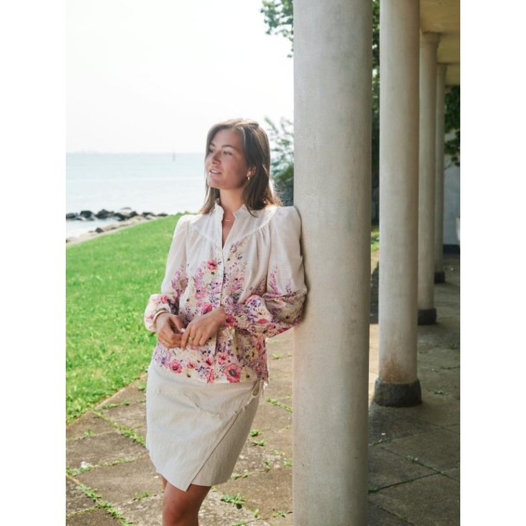 Neo Noir - Calloma Flower Print Blouse - Ivory