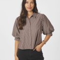 Neo Noir - Etta Soft Stripe Stone Shirt - Brown